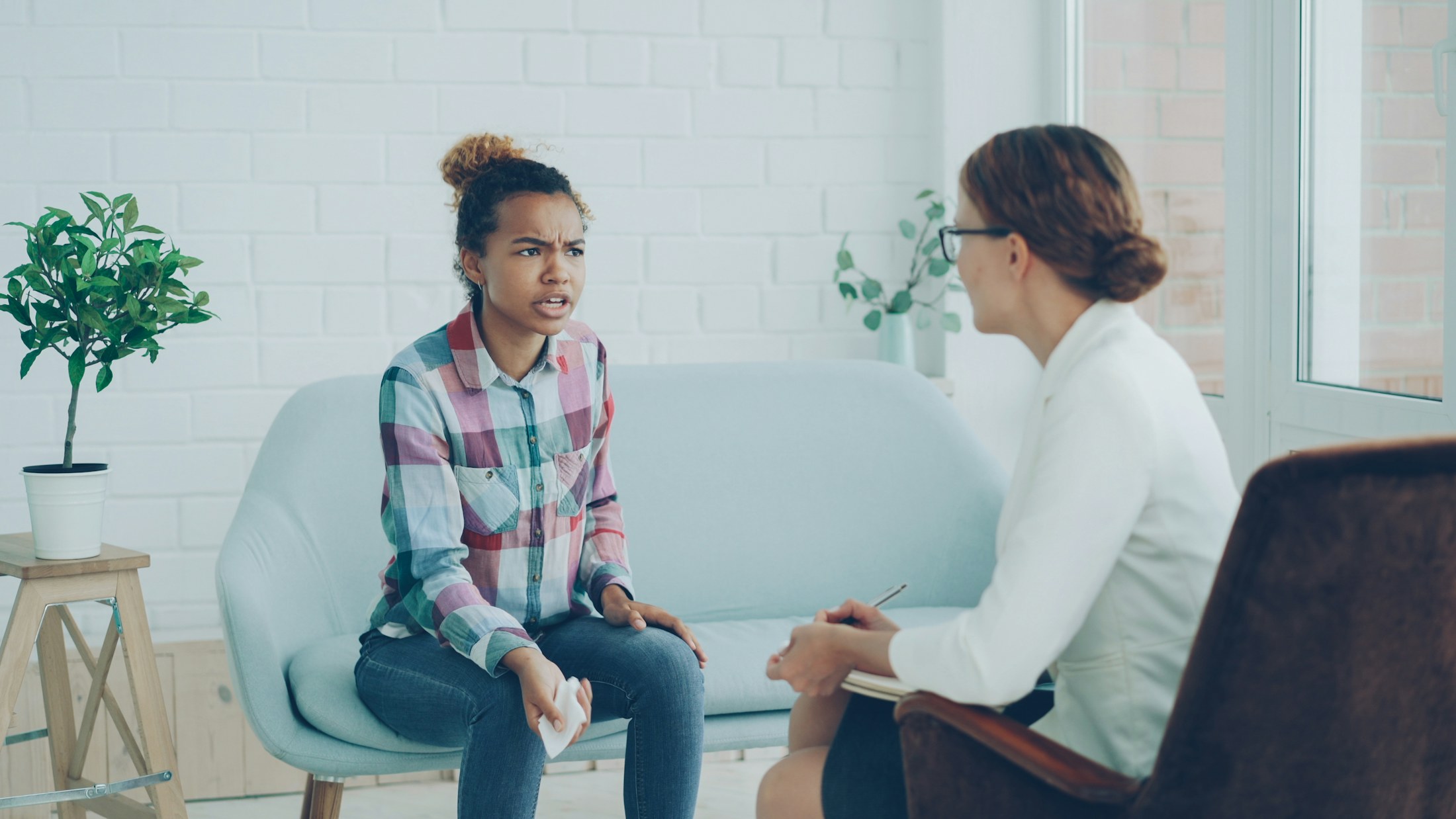 A supportive conversation in a calm setting